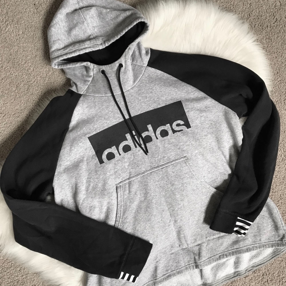 ADIDAS Women’s Hoodie || Black and Grey || 2XL